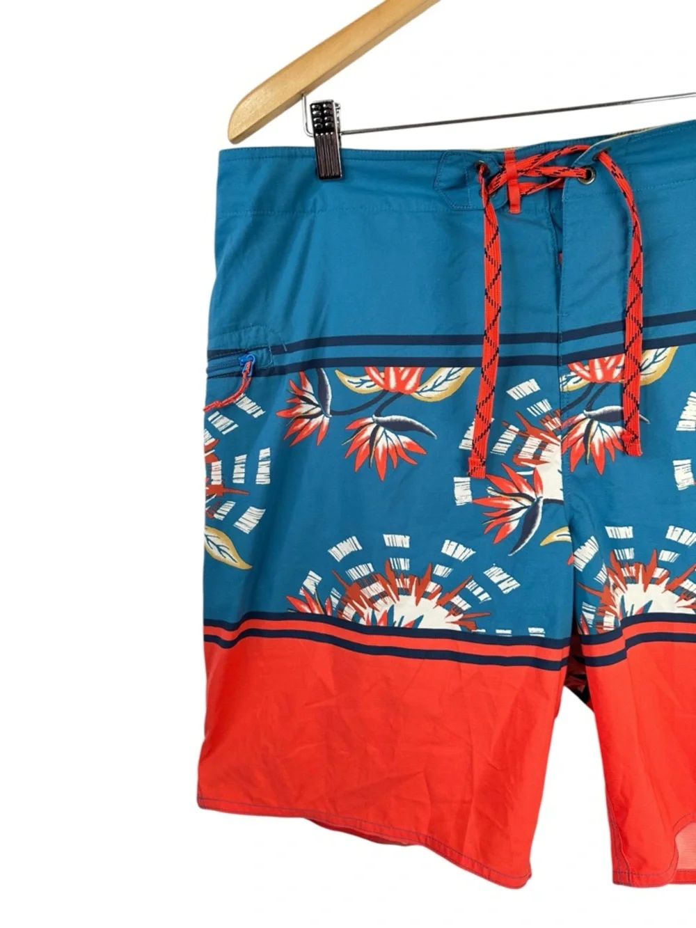 Patagonia Stretch Planing Board Shorts Blue Red Floral Surf Swim 9